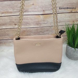 New Kate Spade Leather Small Beige Black Crossbody
